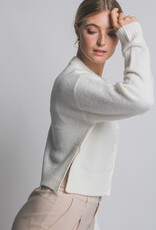 Miss Bliss LT Chunky Crew Neck Cardigan W Buttons-Ivory