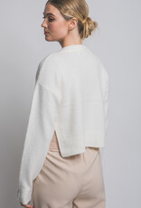 Miss Bliss LT Chunky Crew Neck Cardigan W Buttons-Ivory