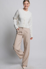 Miss Bliss LT Chunky Crew Neck Cardigan W Buttons-Ivory