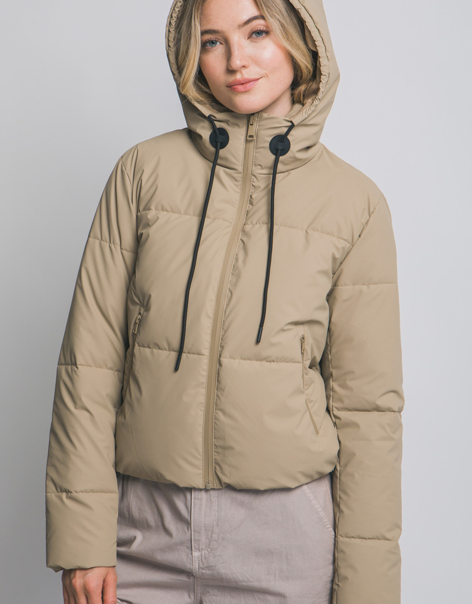 Miss Bliss LT Long Sleeve Padded Puffer Jacket-Khaki