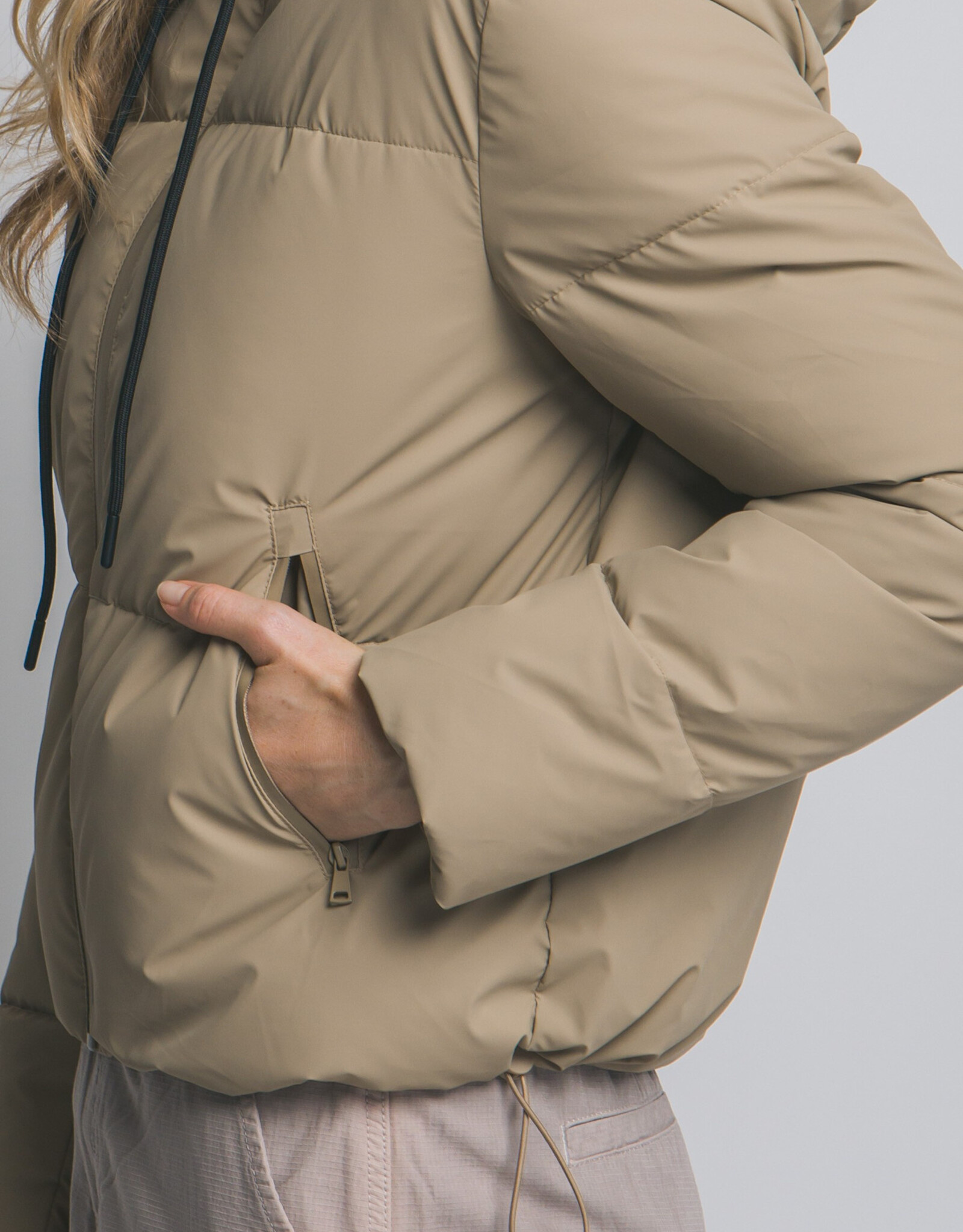 Miss Bliss LT Long Sleeve Padded Puffer Jacket-Khaki