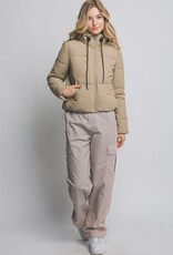 Miss Bliss LT Long Sleeve Padded Puffer Jacket-Khaki
