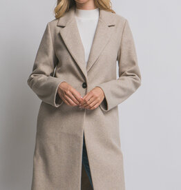 Miss Bliss Classic Single Breasted Long Coat-Oatmeal