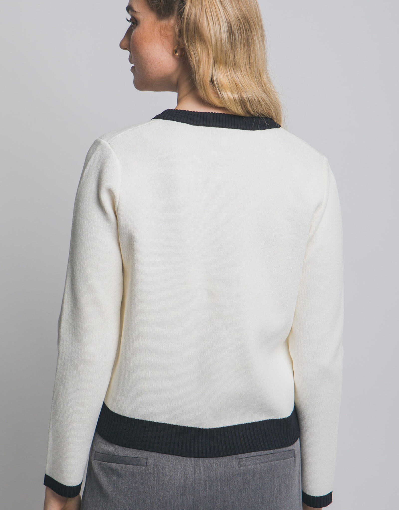 Miss Bliss LT Knitted Cardigan With Jewel Buttons-Ivory