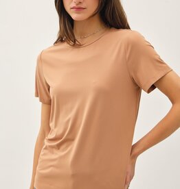Miss Bliss Bamboo/Modal Basic Round Neck T Shirt-Cork