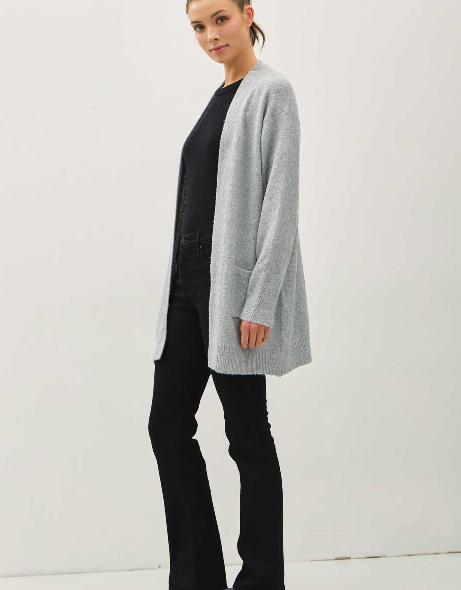 Miss Bliss BC Ultra Soft, Cozy Longsleeve Open Cardigan-H.Grey