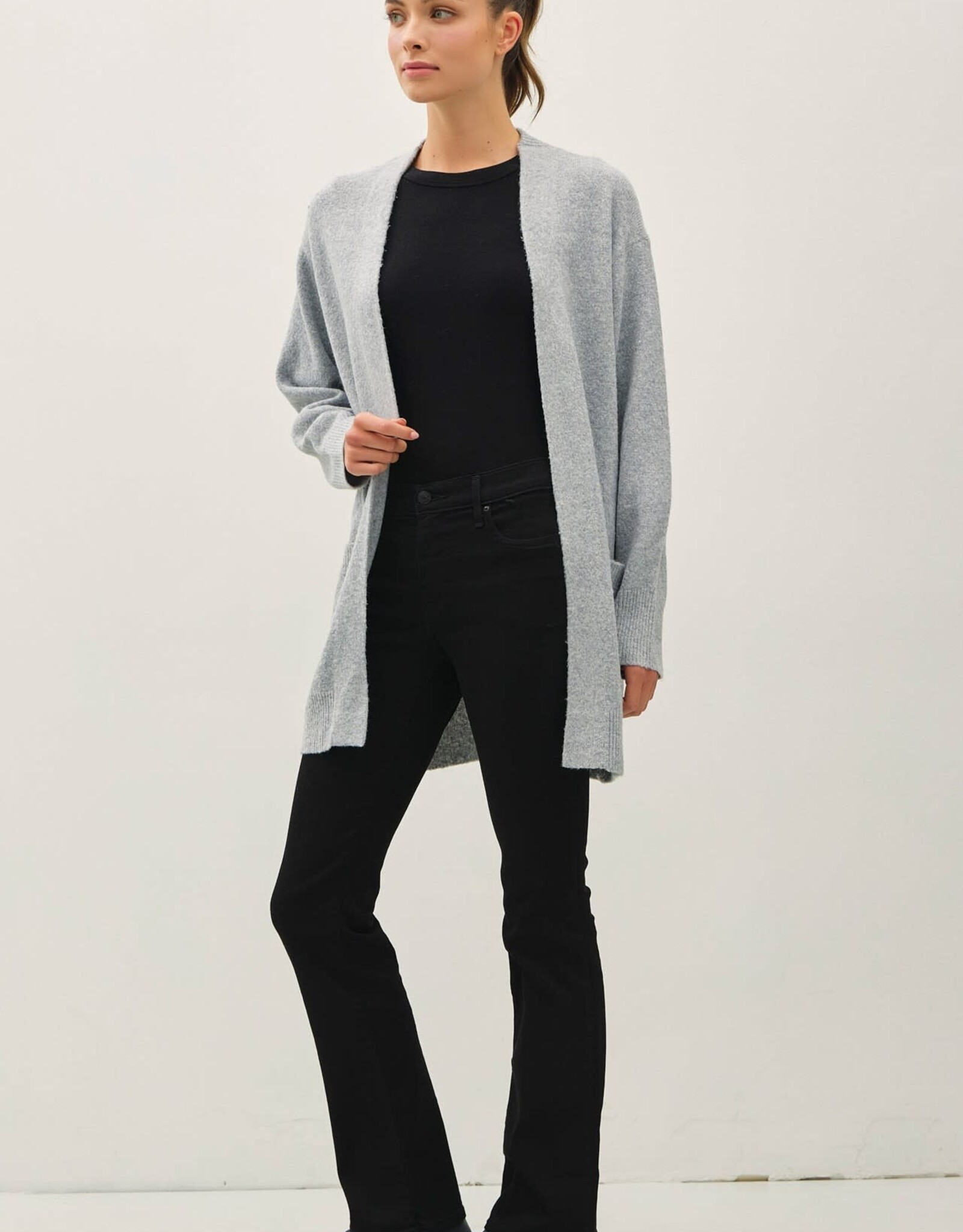 Miss Bliss BC Ultra Soft, Cozy Longsleeve Open Cardigan-H.Grey
