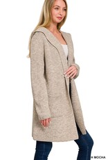 Miss Bliss Hooded Open Front Sweater Cardigan