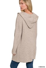 Miss Bliss Hooded Open Front Sweater Cardigan