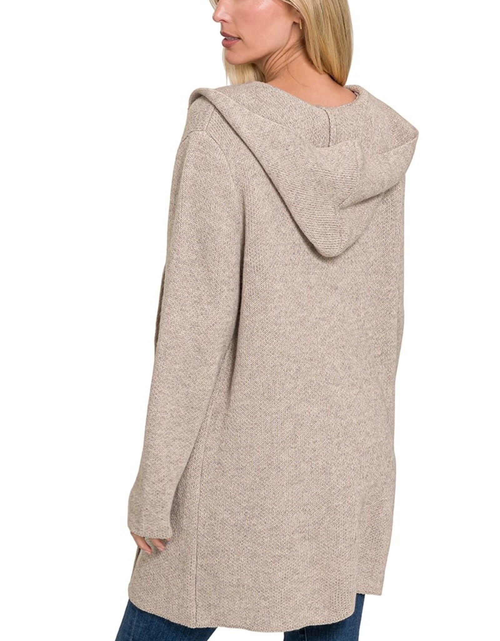 Miss Bliss Hooded Open Front Sweater Cardigan