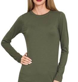 Miss Bliss Ultra Soft Microfibre Round Neck Tee-Olive