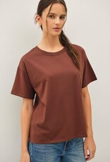 Miss Bliss BC Cotton Jersey Oversized Crop T Shirts- Chocolate