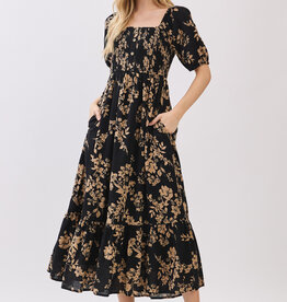 Miss Bliss Golden Hour Floral Maxi-Black Mocha