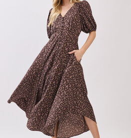 Miss Bliss Autumn Daydream-Brown Floral Midi