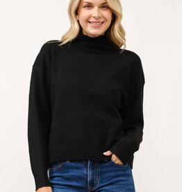 Miss Bliss Cielo Soft Turtleneck Pullover Sweater-Black