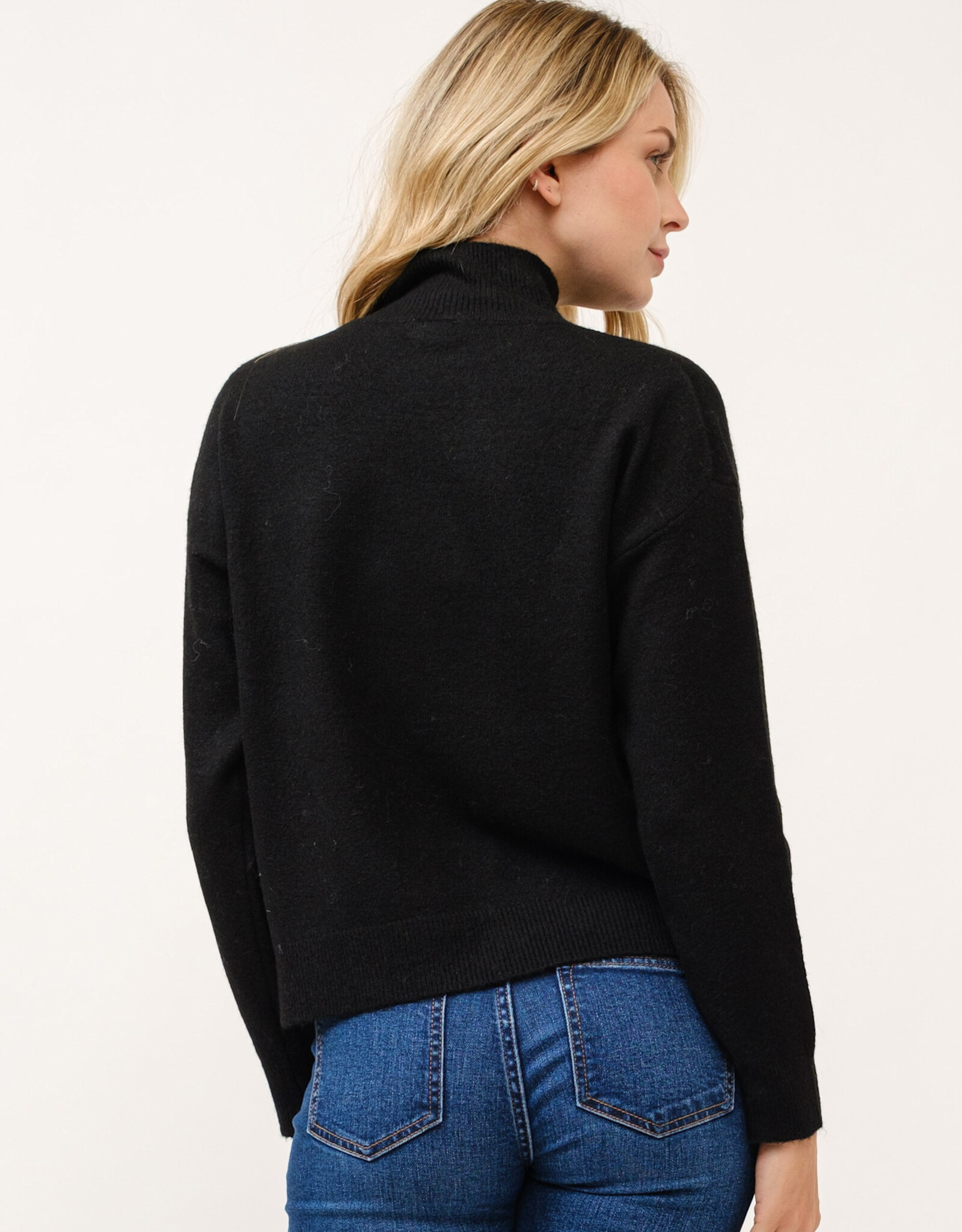 Miss Bliss Cielo Soft Turtleneck Pullover Sweater-Black