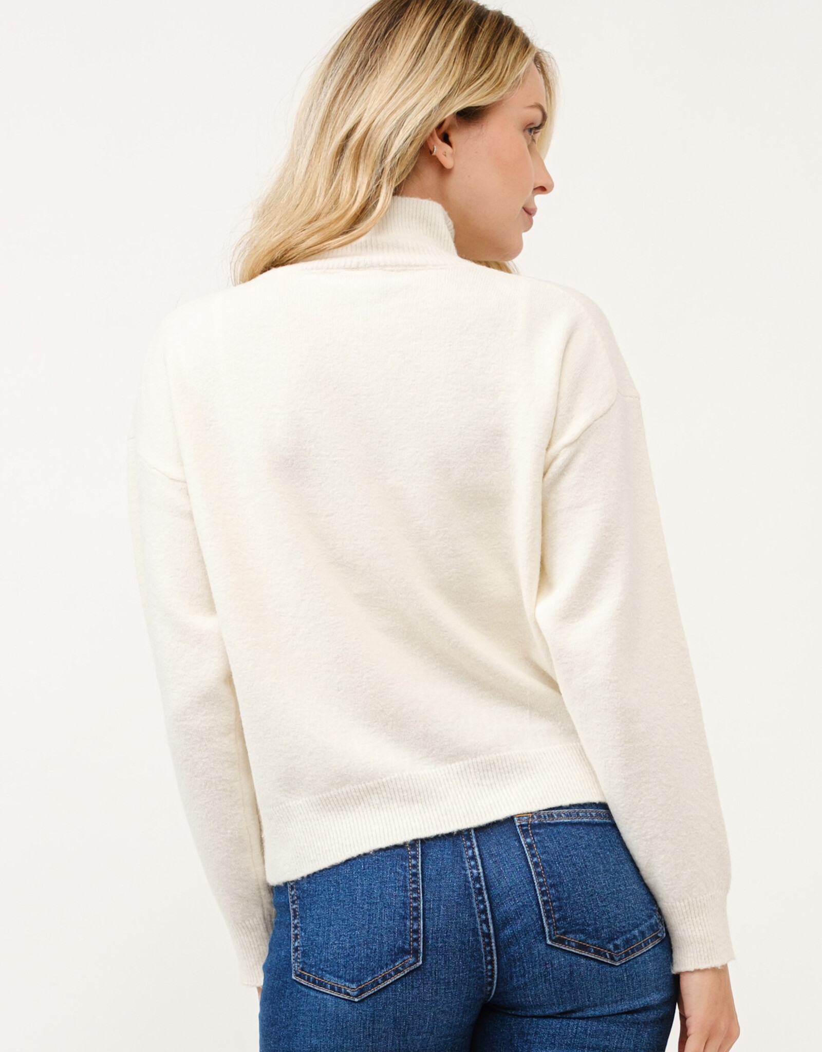 Miss Bliss Cielo Soft Turtleneck Pullover Sweater-Ivory