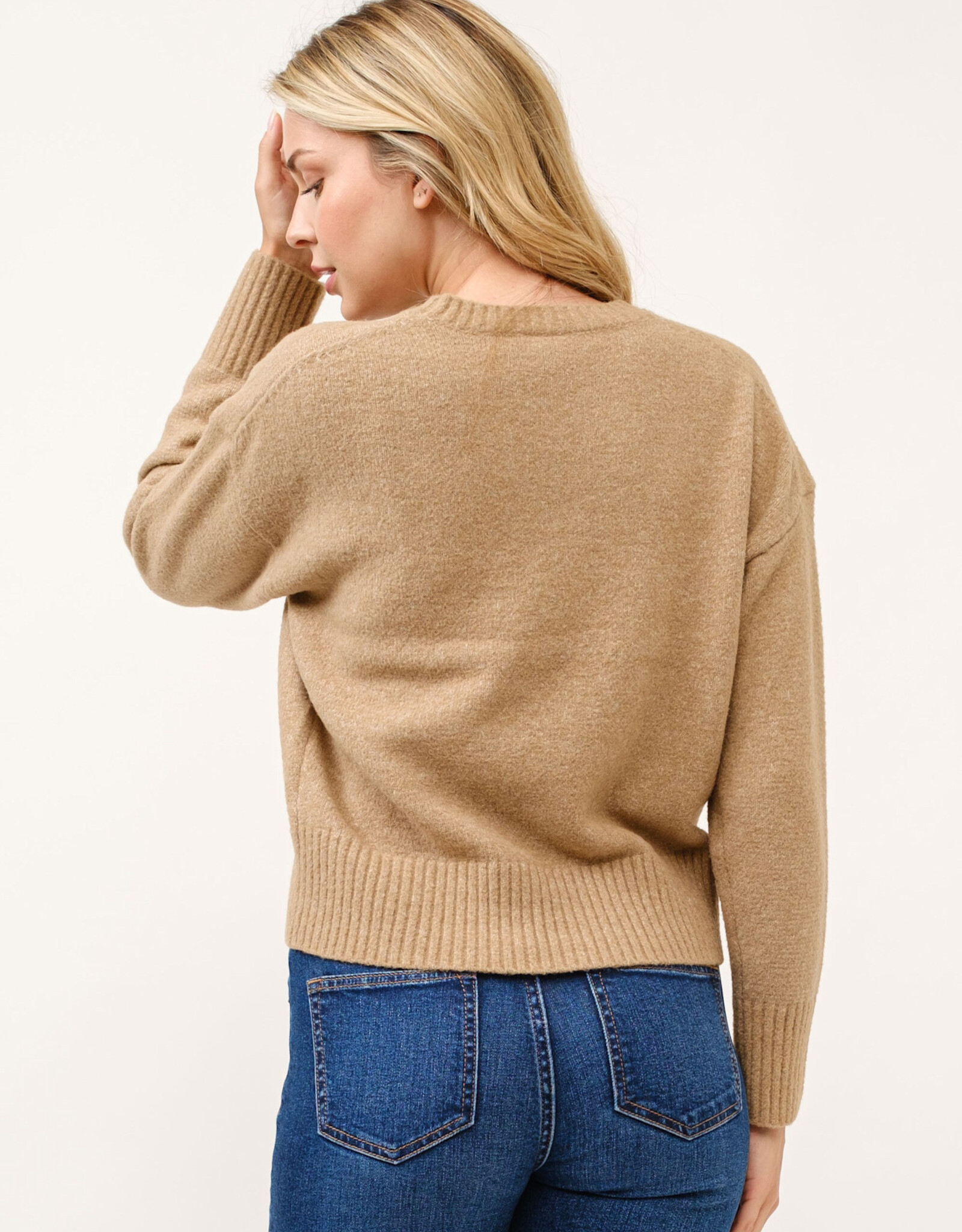 Cielo Crewneck Soft Pullover Sweater-Camel