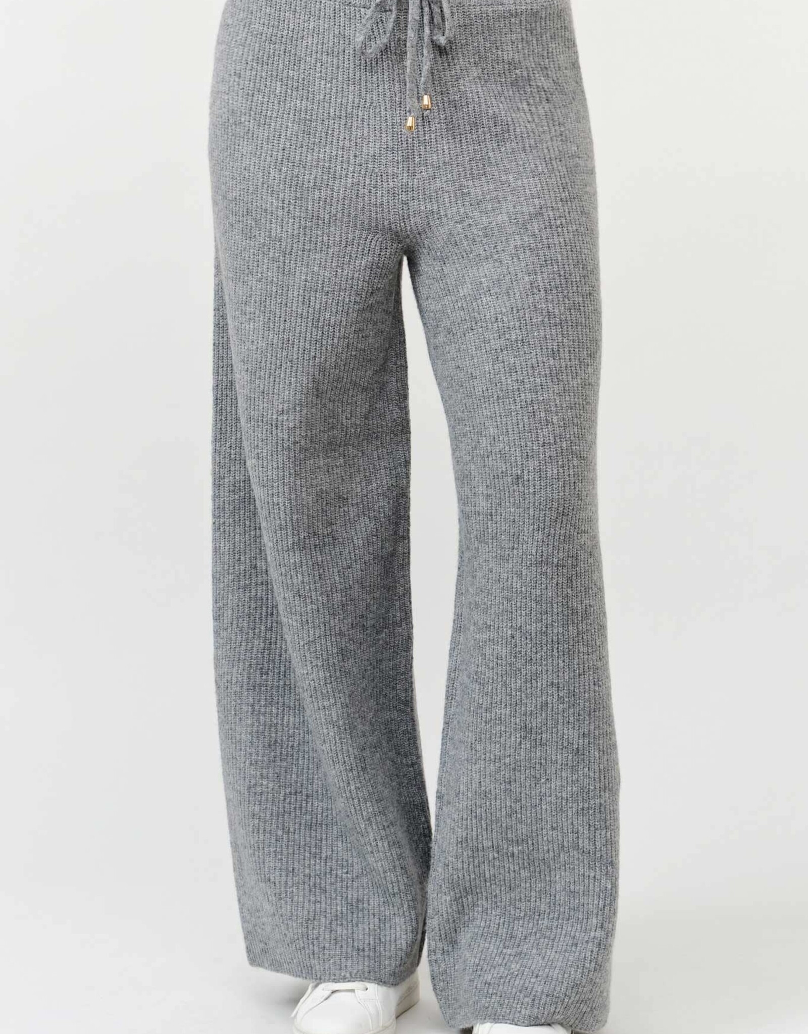 Miss Bliss Cielo Wide Ribbed Sweater Pants-H Grey