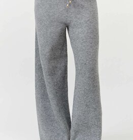 Miss Bliss Cielo Wide Ribbed Sweater Pants-H Grey