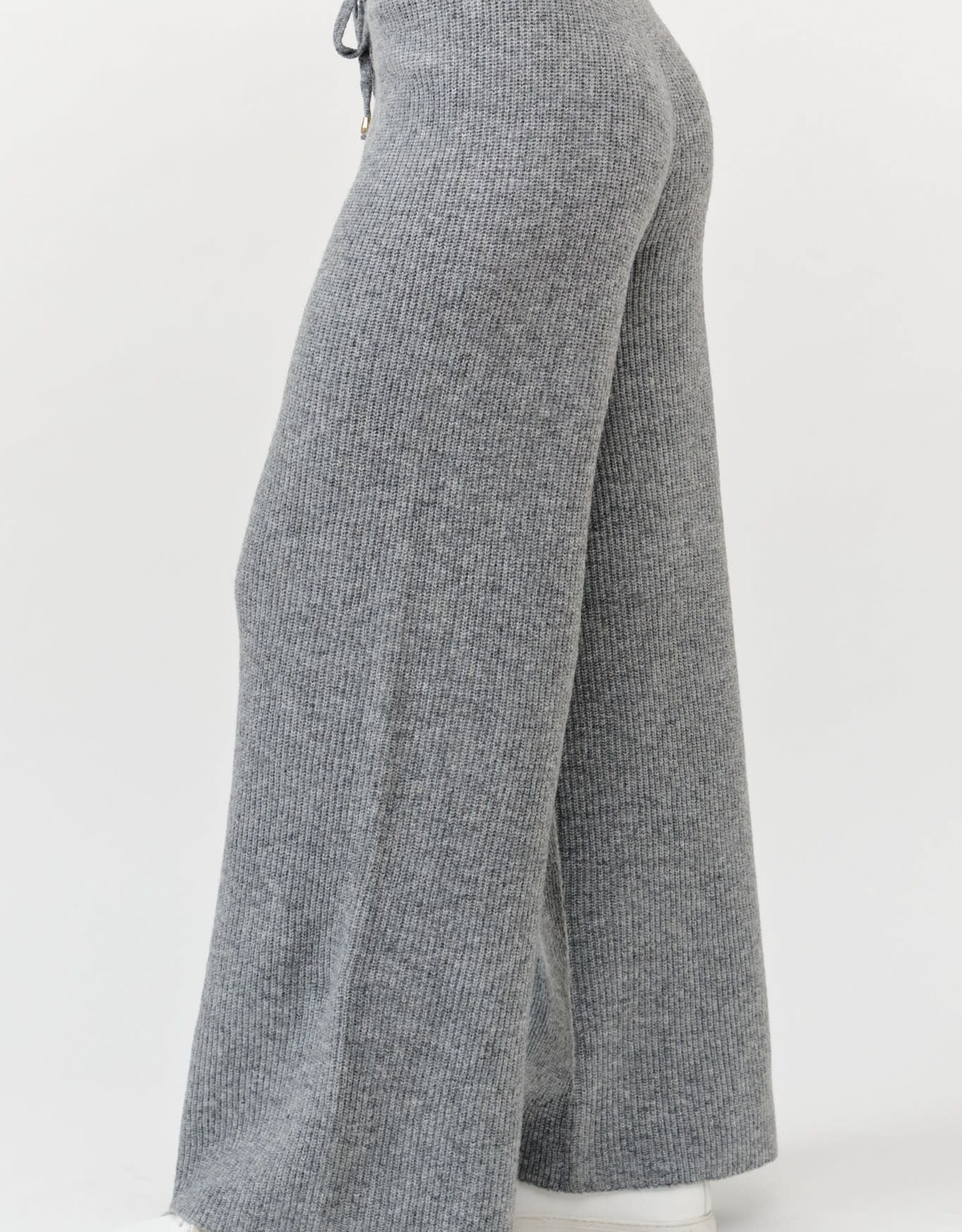 Miss Bliss Cielo Wide Ribbed Sweater Pants-H Grey