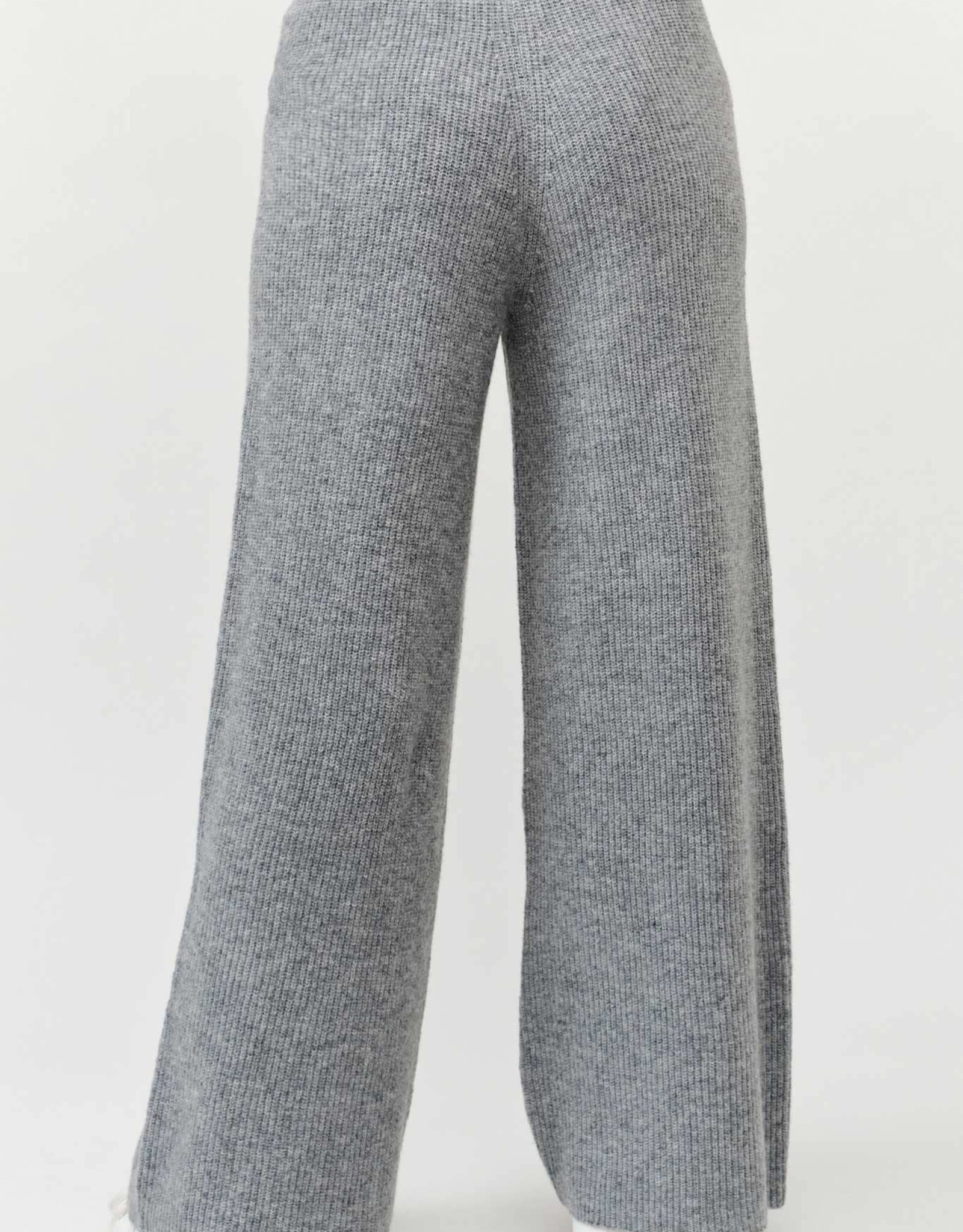 Miss Bliss Cielo Wide Ribbed Sweater Pants-H Grey