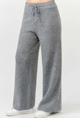 Miss Bliss Cielo Wide Ribbed Sweater Pants-H Grey
