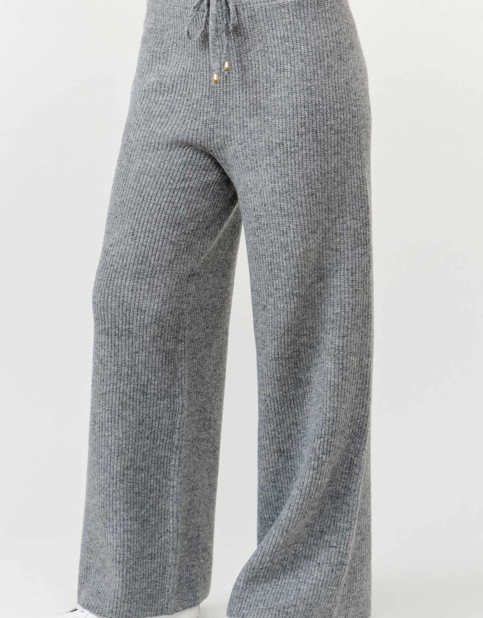 Miss Bliss Cielo Wide Ribbed Sweater Pants-H Grey