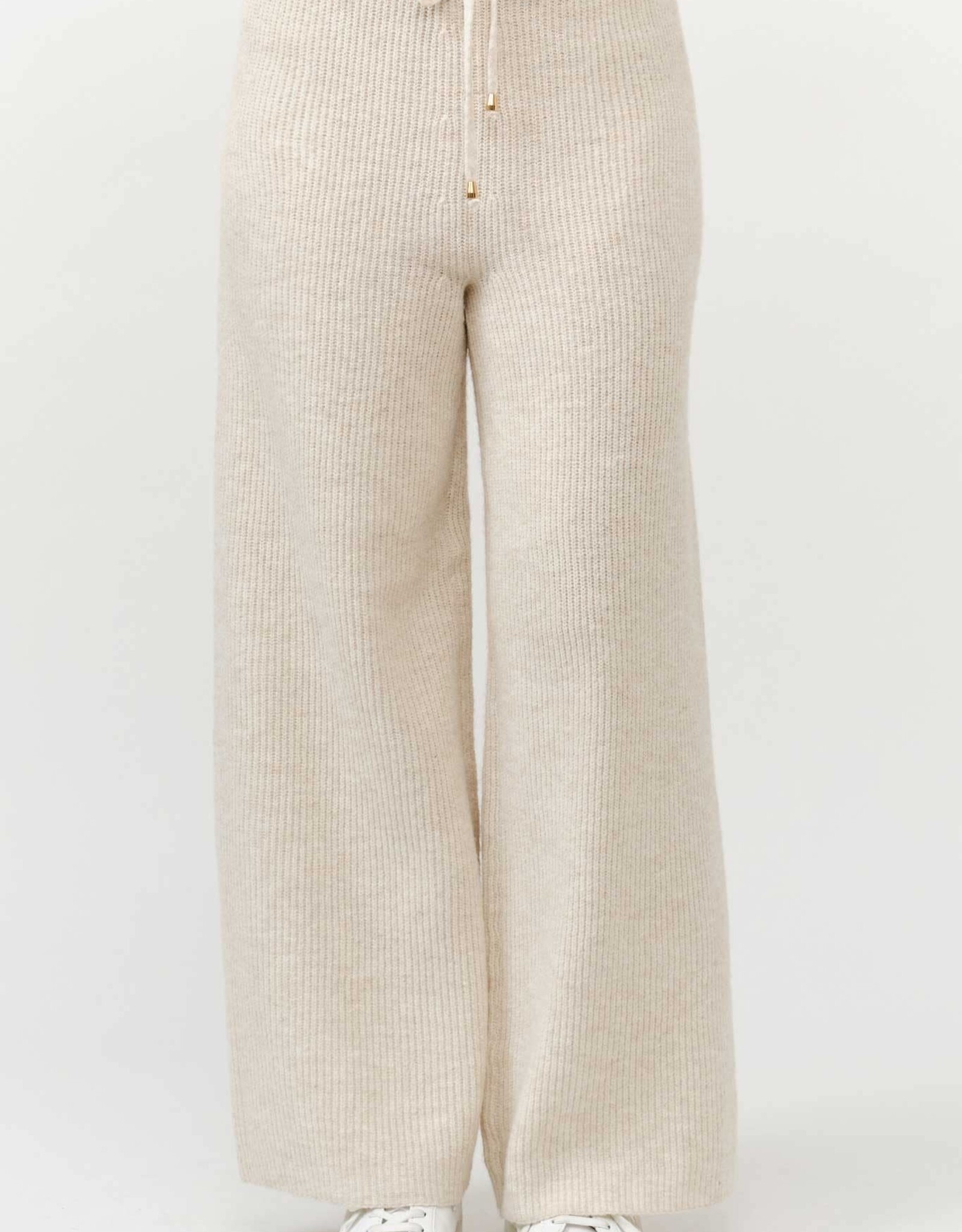 Miss Bliss Cielo Wide Ribbed Sweater Pants-Khaki