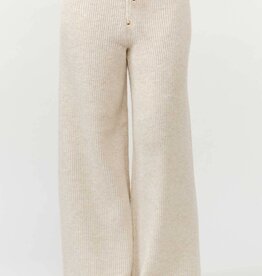 Miss Bliss Wide Ribbed Sweater Pants-Khaki