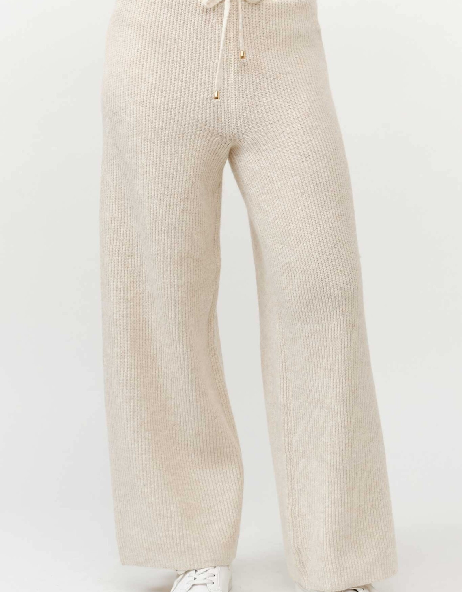 Miss Bliss Cielo Wide Ribbed Sweater Pants-Khaki