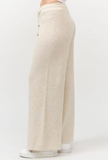 Miss Bliss Cielo Wide Ribbed Sweater Pants-Khaki