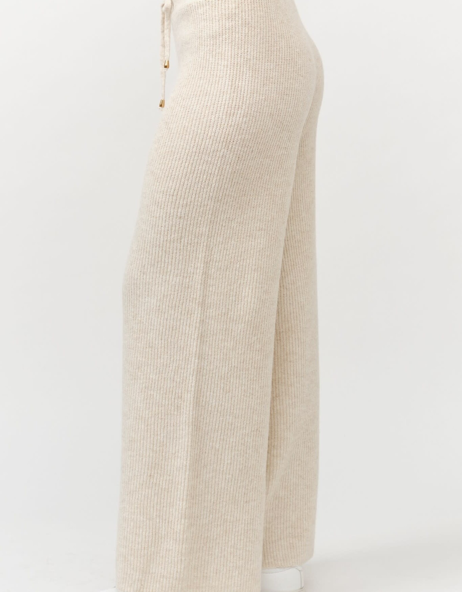 Miss Bliss Cielo Wide Ribbed Sweater Pants-Khaki