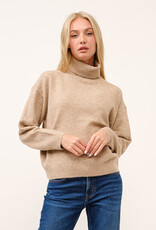 Miss Bliss Cielo Womens Soft Turtleneck Pullover Sweater-Camel