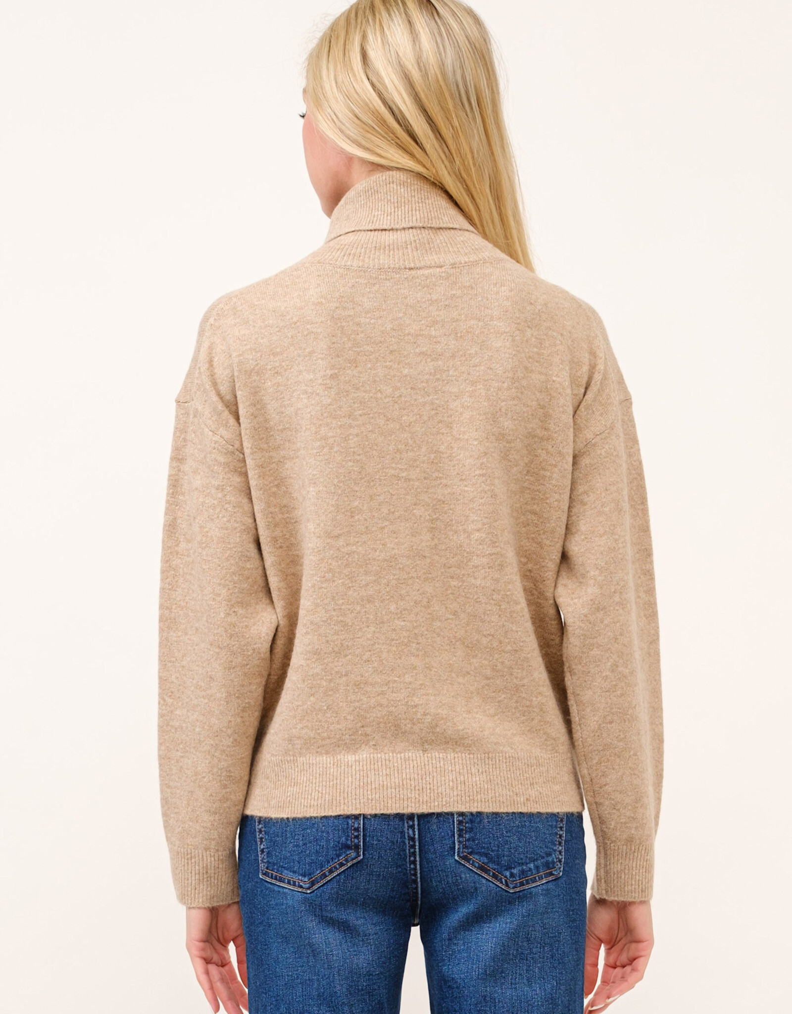 Miss Bliss Cielo Womens Soft Turtleneck Pullover Sweater-Camel