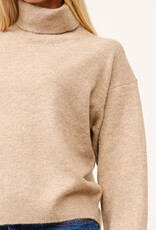 Miss Bliss Cielo Womens Soft Turtleneck Pullover Sweater-Camel