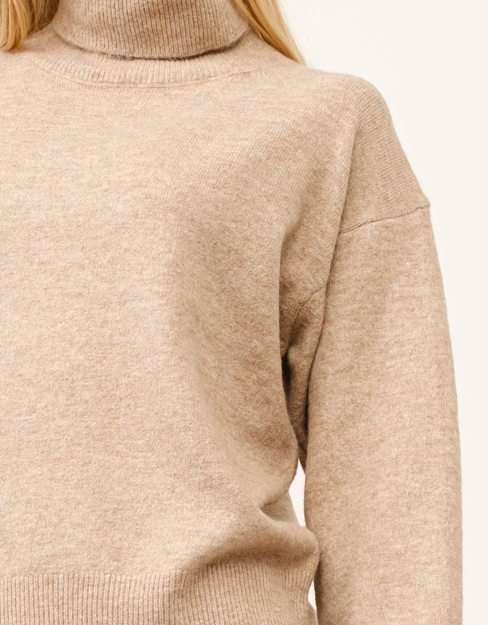 Miss Bliss Cielo Womens Soft Turtleneck Pullover Sweater-Camel