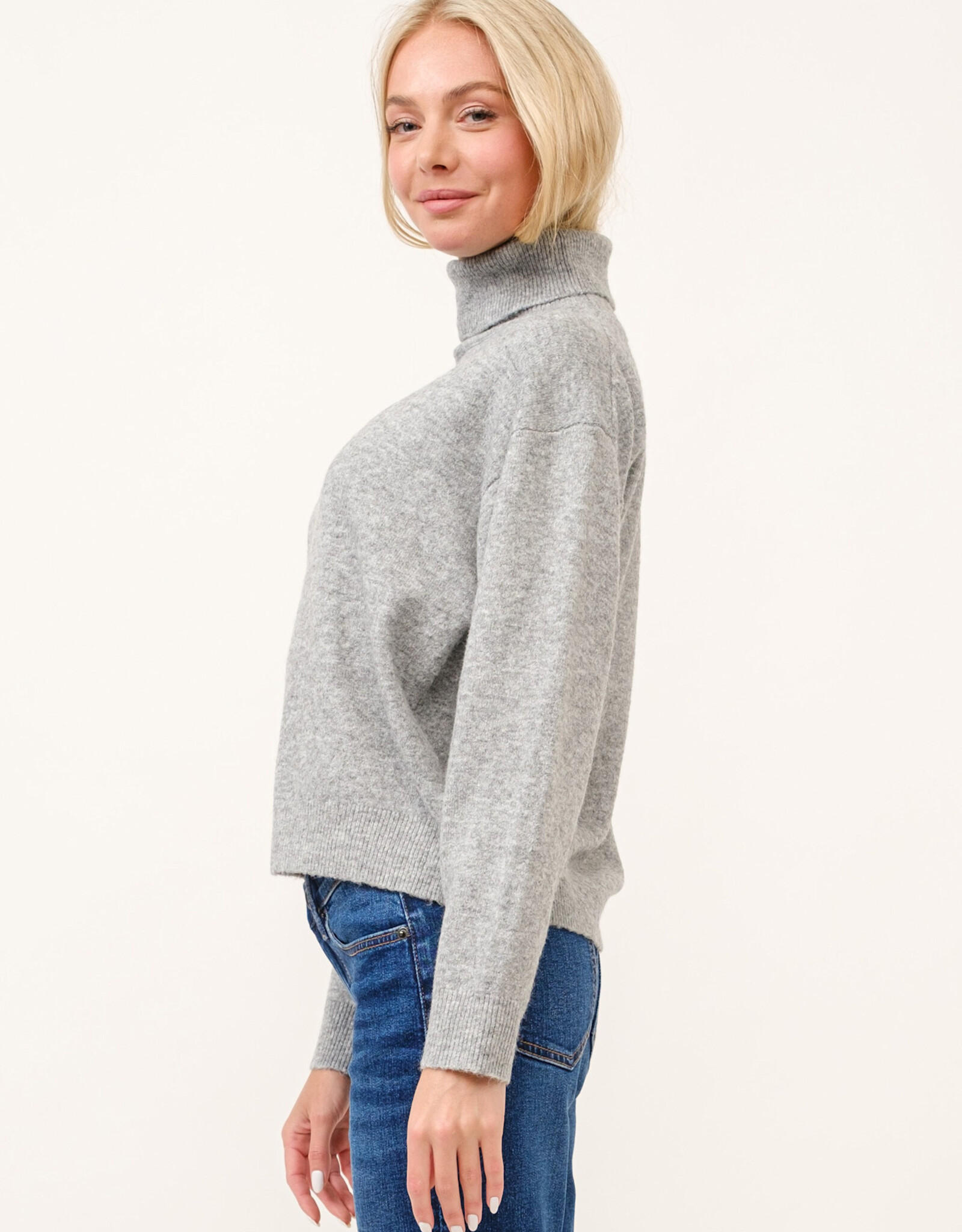 Miss Bliss Cielo Womens Soft Turtleneck Pullover Sweater-Hgrey