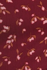 Miss Bliss Gilli Sqr Nck Puff Slv Smocked Back Ditsy Top-Burgundy
