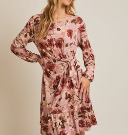 Miss Bliss Rosie Mauve Floral Mini Dress