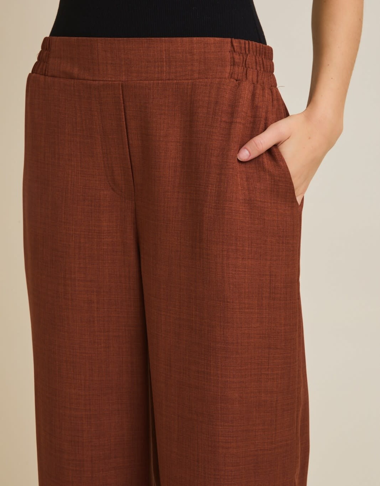 Miss Bliss Gilli Waist Band Wide Leg Pants-Camel
