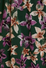 Miss Bliss Gillow LS V-neck Merrow Hem Floral Dress-Hunter Green