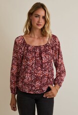 Miss Bliss Gilli Multi Pattern LS Sqr Neck Top-Burgundy