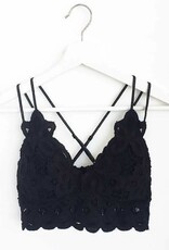 Miss Bliss Anemone: Crochet Lace Bralette-Black