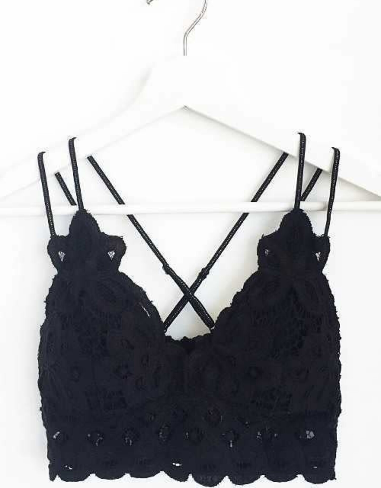 Miss Bliss Anemone: Crochet Lace Bralette-Black