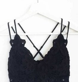 Miss Bliss Crochet Lace Bralette-Black