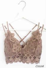 Miss Bliss Anemone: Crochet Lace Bralette-Cocoa Mocha