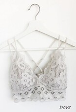 Miss Bliss Anemone: Crochet Lace Bralette-Dove