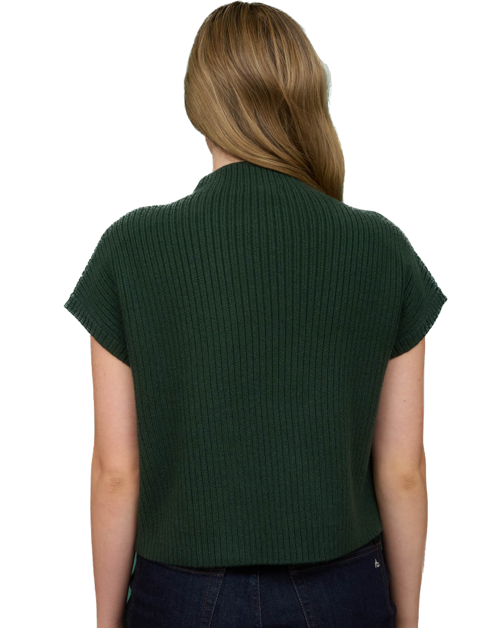 Miss Bliss Blu Mock Nck w Pocket Short Sleeve Knit Sweater-Green