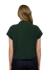 Miss Bliss Blu Mock Nck w Pocket Short Sleeve Knit Sweater-Green